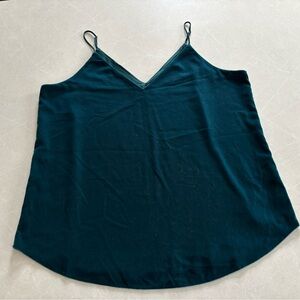 Express Deep Teal V-Neck Velvet Cami with Adjustable Straps Sz. Large Classic